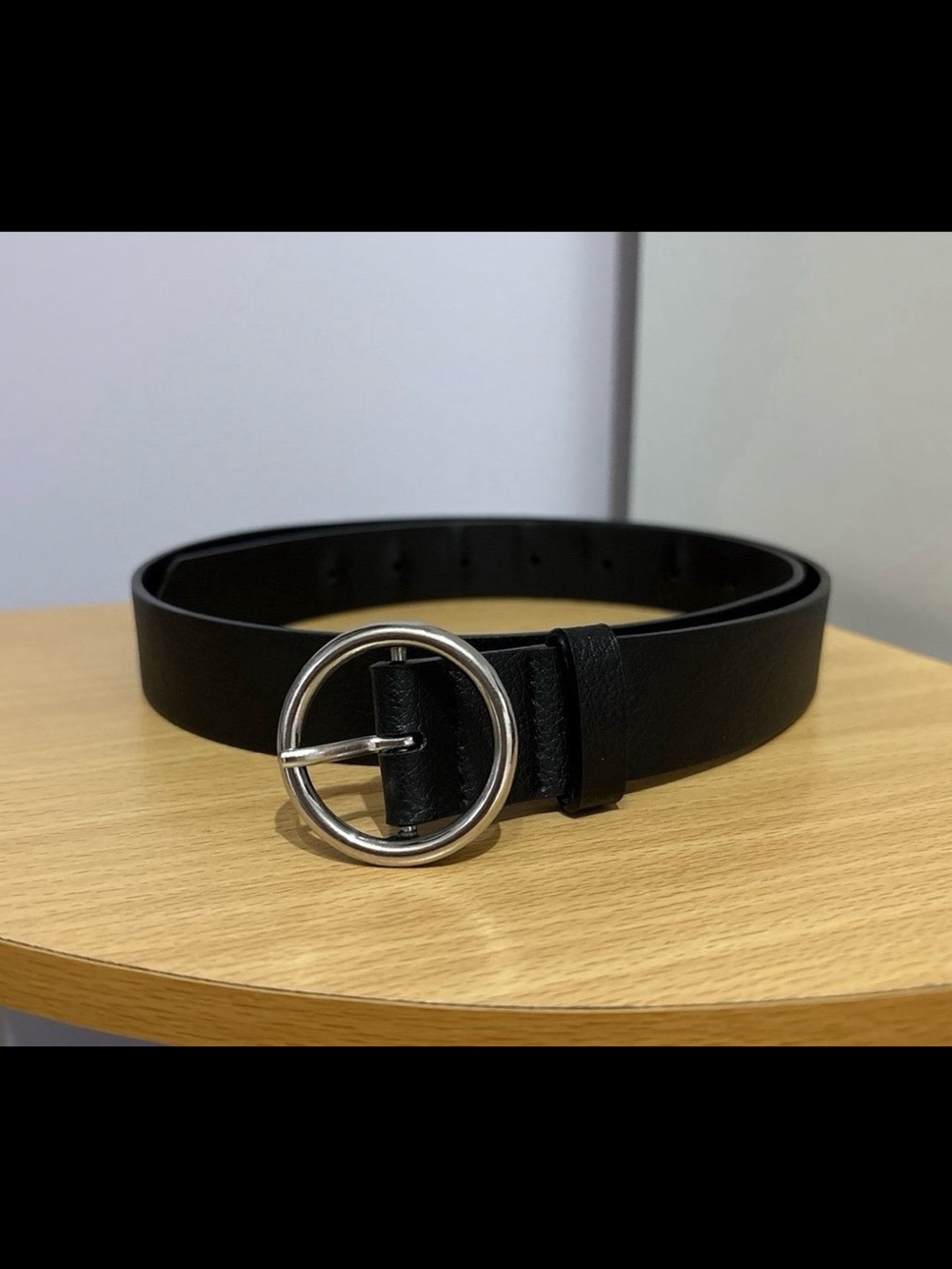 H&M Thick Black Belt With Silver Circle Buckle